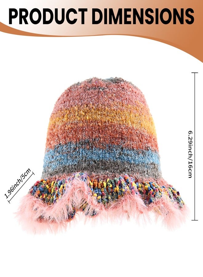 Busnos Crochet Bucket Hats for Women Fashionable Cute Winter Hat for Women Womens Knit Hats Pink Womens Beanie - Image 2